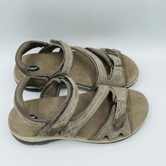 Dr Scholls Sandals Womens Size 7.5 M Taupe Leather Strappy ZStrap Comfort - Picture 3 of 11